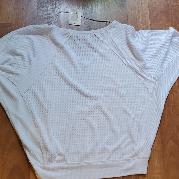 Free people BOHO Santa Clara vneck thermal white top long sleeves Medium - Picture 9 of 11